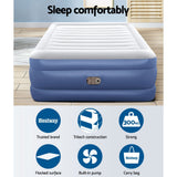 Bestway Air Mattress Queen Inflatable Bed 61cm Airbed Blue - Wild Horizon