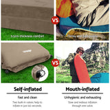 Weisshorn Self Inflating Mattress Camping Sleeping Mat Air Bed Single Coffee - Wild Horizon