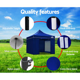 Instahut Gazebo Pop Up Marquee 3x3 Folding Tent Wedding Gazebos 500D Oxford Blue - Wild Horizon