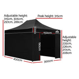 Instahut Gazebo Pop Up Marquee 3x4.5 Folding Tent Wedding Gazebos 500D Black - Wild Horizon
