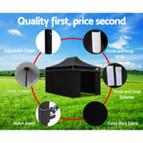 Instahut Gazebo Pop Up Marquee 3x4.5 Folding Tent Wedding Gazebos 500D Black - Wild Horizon
