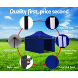 Instahut Gazebo 3x4.5 Pop Up Marquee Folding Tent Wedding Gazebos Camping Outdoor Shade Canopy Blue - Wild Horizon