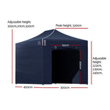 Instahut Gazebo 3x4.5 Pop Up Marquee Folding Tent Wedding Gazebos Camping Outdoor Shade Canopy Navy - Wild Horizon