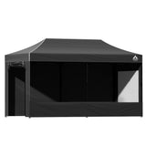 Instahut Gazebo 3x6 Pop Up Marquee Folding Tent Wedding Gazebos Camping Outdoor Shade Canopy Black - Wild Horizon