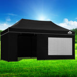 Instahut Gazebo 3x6 Pop Up Marquee Folding Tent Wedding Gazebos Camping Outdoor Shade Canopy Black - Wild Horizon