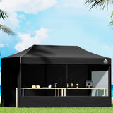 Instahut Gazebo 3x6 Pop Up Marquee Folding Tent Wedding Gazebos Camping Outdoor Shade Canopy Black - Wild Horizon