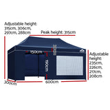 Instahut Gazebo Pop Up Marquee 3x6 Folding Tent Gazebos Camping 500D Oxford Navy - Wild Horizon