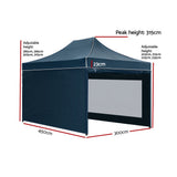 Instahut Gazebo 3x4.5 Pop Up Marquee Folding Wedding Tent Gazebos Camping Outdoor Shade Canopy Navy - Wild Horizon
