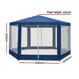 Instahut Gazebo 2x2m Marquee Wedding Party Tent Outdoor Camping Mesh Wall Canopy Shade Gazebos Navy - Wild Horizon