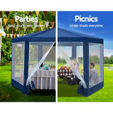 Instahut Gazebo 2x2m Marquee Wedding Party Tent Outdoor Camping Mesh Wall Canopy Shade Gazebos Navy - Wild Horizon