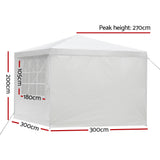 Instahut Gazebo 3x3m Marquee Wedding Party Tent Outdoor Camping Side Wall Canopy Window Panel White - Wild Horizon