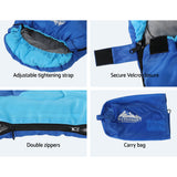 Weisshorn Sleeping Bag Kids Single 172cm Thermal Camping Hiking Blue - Wild Horizon