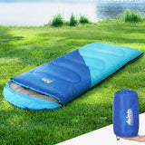 Weisshorn Sleeping Bag Kids Single 172cm Thermal Camping Hiking Blue - Wild Horizon