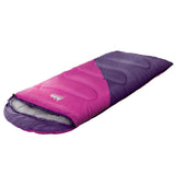 Weisshorn Sleeping Bag Kids Single 172cm Thermal Camping Hiking Pink - Wild Horizon
