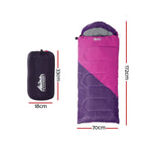 Weisshorn Sleeping Bag Kids Single 172cm Thermal Camping Hiking Pink - Wild Horizon