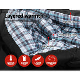 Weisshorn Sleeping Bag Double Pillow Thermal Camping Hiking Tent Grey -10°C - Wild Horizon