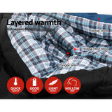 Weisshorn Sleeping Bag Double Pillow Thermal Camping Hiking Tent Blue -10°C - Wild Horizon