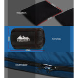 Weisshorn Sleeping Bag Double Pillow Thermal Camping Hiking Tent Blue -10°C - Wild Horizon
