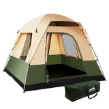 Weisshorn Family Camping Tent 4 Person Hiking Beach Tents Green - Wild Horizon