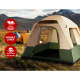 Weisshorn Family Camping Tent 4 Person Hiking Beach Tents Green - Wild Horizon