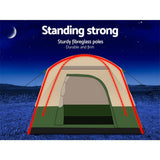 Weisshorn Family Camping Tent 4 Person Hiking Beach Tents Green - Wild Horizon