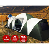 Weisshorn Family Camping Tent 12 Person Hiking Beach Tents (3 Rooms) Green - Wild Horizon