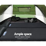 Weisshorn Family Camping Tent 12 Person Hiking Beach Tents (3 Rooms) Green - Wild Horizon