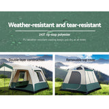 Weisshorn Instant Up Camping Tent 4 Person Pop up Tents Family Hiking Dome Camp - Wild Horizon