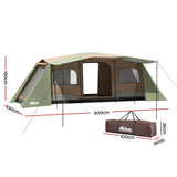 Weisshorn Instant Up Camping Tent 10 Person Outdoor Family Hiking Tents 3 Rooms - Wild Horizon