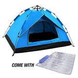Waterproof Automatic Camping Tent 3-4 Person Come with Moisture Proof Pad(Blue) - Wild Horizon