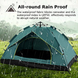 Waterproof Automatic Camping Tent 3-5 Person Come with Moisture Proof Pad(Green) - Wild Horizon