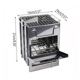 Outdoor Camping Mini Folding Wood Burning Stove Picnic Stainless Steel BBQ Grill