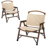 2x Folding Camping Chair – Khaki / Beige
