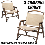 2x Folding Camping Chair – Khaki / Beige