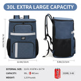 Insulated Cooler Backpack - Portable Outdoor Picnic and Beverage Bag with Bottle Opener (Gray) 30L