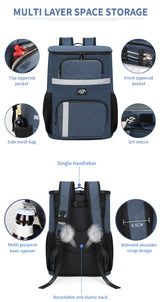 Insulated Cooler Backpack - Portable Outdoor Picnic and Beverage Bag with Bottle Opener (Gray) 30L