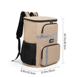 Insulated Cooler Backpack - Portable Outdoor Picnic and Beverage Bag with Bottle Opener (Khaki) 30L
