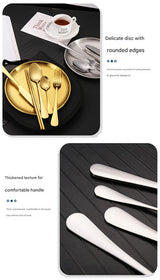6-Piece Portable Stainless Steel Cutlery Set with Plate and Bag - Silver, Great for Camping and Travel (Teaspoon)