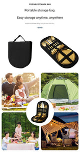 6-Piece Portable Stainless Steel Cutlery Set with Plate and Bag - Silver, Great for Camping and Travel (Teaspoon)