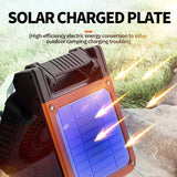 Solar & USB Rechargeable Camping Fan with LED Light - Portable Power Bank, 180°  Collapsible(green)