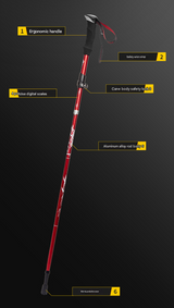 Short Red Ultralight Foldable Hiking Pole - Adjustable Aluminium Trekking Stick with EVA Grip for Outdoor Walking & Climbing